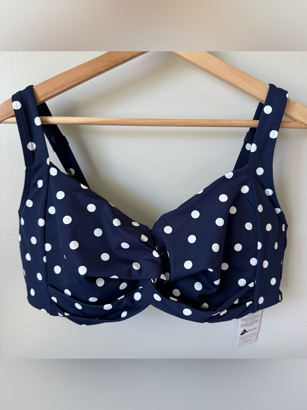 NWT LANDS’ END Size 16W Underwire Navy Polka Dot Bikini Top